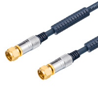 3,75 m Home Cinema F-connection cable with 2x ferrite core BLACK
