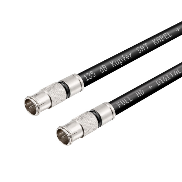 0,5 m SAT connection cable with 2 x nickel-plated full metal F-quick-fix plug BLACK