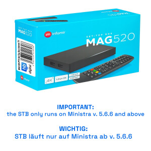 MAG 520 IPTV Set Top Box with 4K and HEVC H 265 support...