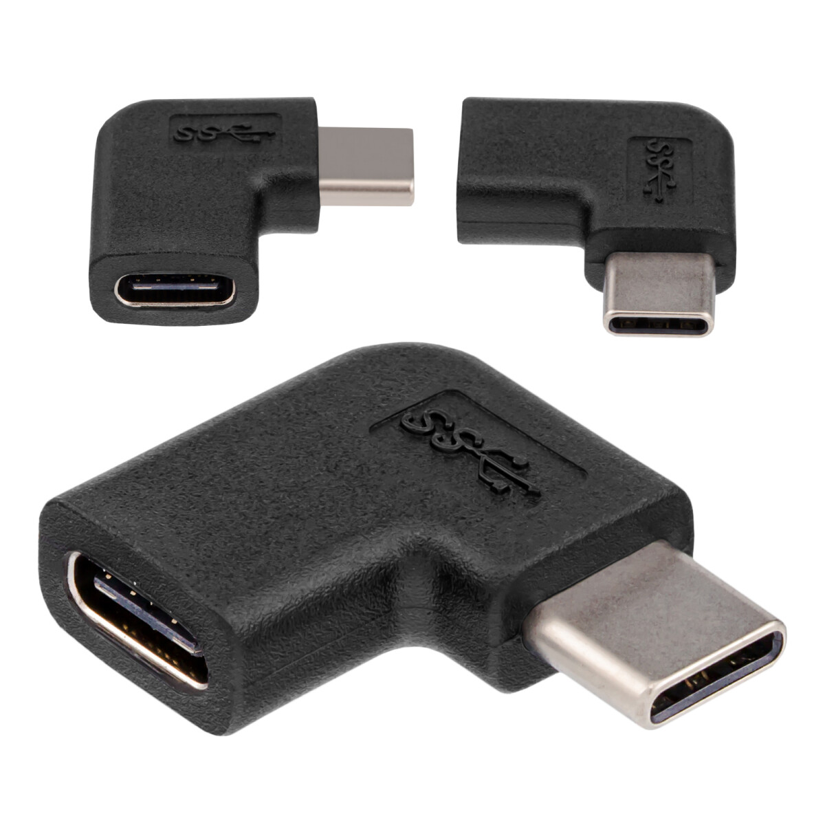 USB-C/Typ-C-Stecker auf Dual-Typ-C-Buchse, 90-Grad-Winkeladapter