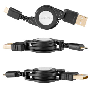 USB 2.0 charging cable A plug to Micro USB retractable up...