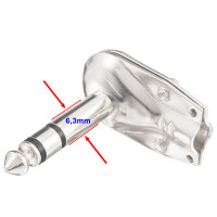 6,3 mm jack plug stereo elbow with metal housing