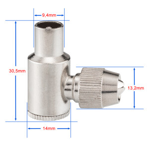 Angle IEC plug, screw connection, metal housing