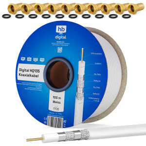 100m coaxial cable HQ 135 dB 4-fold shielded steel copper...