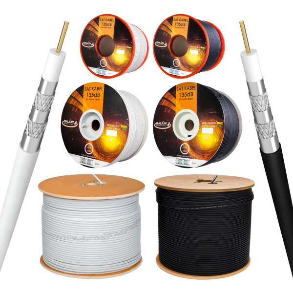 25m - 500m Coaxial cable Galaxy 135 dB 5-fold Pure copper Length Colour selectable