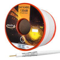 25m Coaxial cable Galaxy 135dB 5-fold pure copper white
