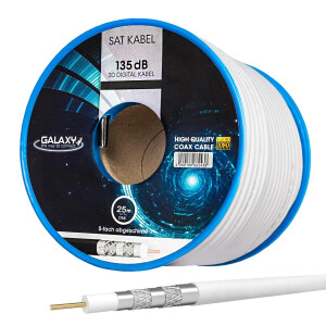 25 m Coaxial cable Galaxy 135 dB 5-fold steel copper WHITE