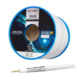 50m Coaxial cable Galaxy 135dB 5-fold steel copper white