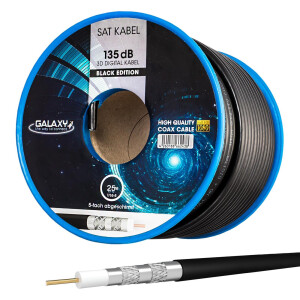 25 m Coaxial cable Galaxy 135 dB 5-fold steel copper BLACK