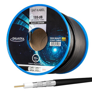 50m Coaxial cable Galaxy 135dB 5-fold steel copper black
