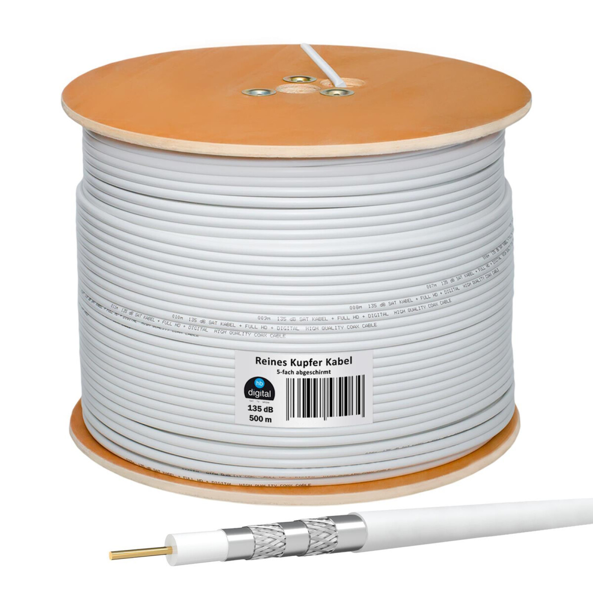 500m 135dB Satellite Cable Copper Coaxial Cable Digital Aerial Cable 4K UHD 3D Class A 