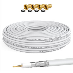 10 m HQ coaxial cable 135 dB 4-fold shielded steel copper...