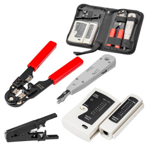 Network tool SET with LSA laying tool Network crimping pliers for network cables RJ45 4-piece with POCKET