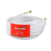 5m - 50m Anaconda SAT Anschluss Kabel 95dB 2-Fach geschirmt mit vergoldeten Kontakten Stahl Kupfer WEISS Länge wählbar