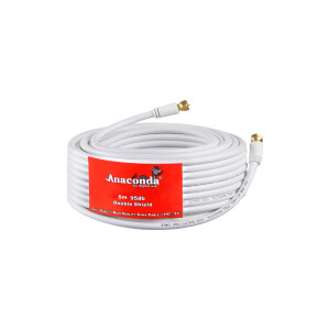 5m Anaconda SAT connection cable 95dB 2-fold shielded with gold-plated contacts steel copper WHITE