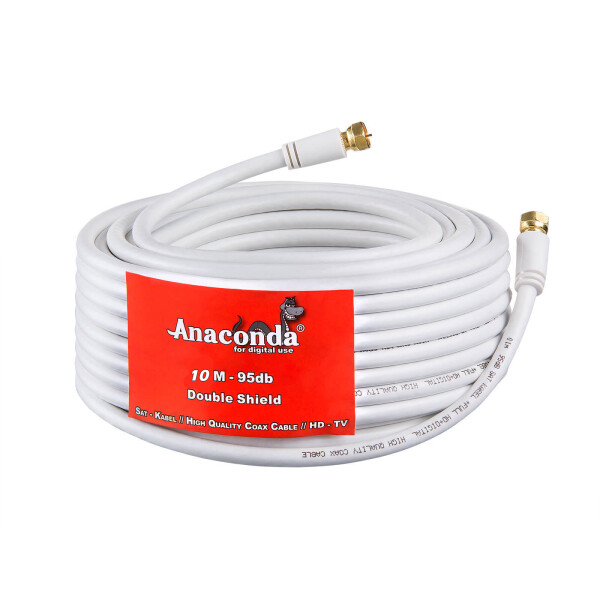 10m Anaconda SAT connection cable 95dB 2-fold shielded with gold-plated contacts steel copper WHITE