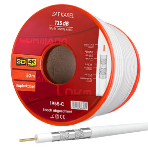 50 m coaxial cable hb-digital 135 dB 5-fold shielded Pure...