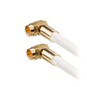 1 m SAT connection cable 135dB 5-fold shielded pure copper with 2 x angle compression plugs WHITE