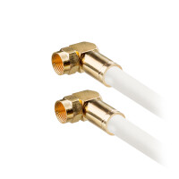 3 m SAT connection cable 135dB 5-fold shielded pure copper with 2 x angle compression plugs WHITE