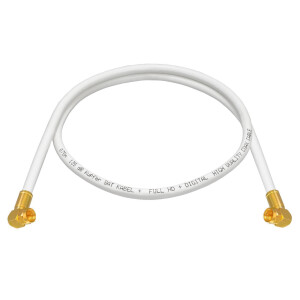 15 m SAT connection cable 135dB 5-fold shielded pure copper with 2 x angle compression plugs WHITE