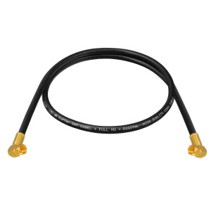 1 m SAT connection cable 135dB 5-fold shielded pure copper with 2 x angle compression plugs BLACK