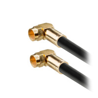 1 m SAT connection cable 135dB 5-fold shielded pure copper with 2 x angle compression plugs BLACK
