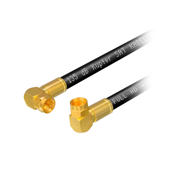2 m SAT connection cable 135dB 5-fold shielded pure copper with 2 x angle compression plugs BLACK