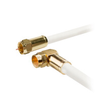 1 m SAT connection cable 135dB 5-fold shielded pure copper with compression plugs normal and angle WHITE