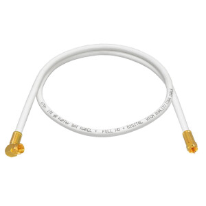 15 m SAT connection cable 135dB 5-fold shielded pure copper with compression plugs Normal and Angle WHITE