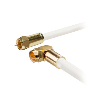 20 m SAT connection cable 135dB 5-fold shielded pure copper with compression plugs Normal and Angle WHITE