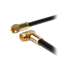 10m SAT connection cable 135dB 5 way shielded pure copper with compression plugs Normal and Angle BLACK