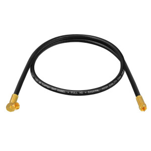25 m SAT connection cable 135dB 5-fold shielded pure copper with compression plugs Normal and Angle BLACK