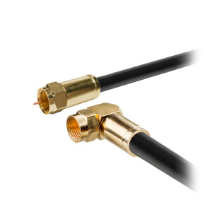 25 m SAT connection cable 135dB 5-fold shielded pure copper with compression plugs Normal and Angle BLACK