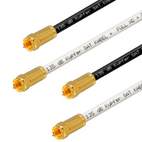 1 m - 25 m SAT connection cable 135dB 5-fold shielded pure copper with compression plugs gold-plated