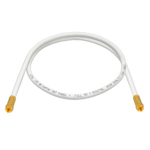 2 m SAT connection cable 135dB 5-fold shielded pure copper with compression plugs gold-plated WHITE