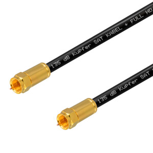 10m SAT connection cable 135dB 5-fold shielded pure copper with compression plugs gold plated BLACK