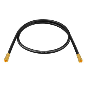 10m SAT connection cable 135dB 5-fold shielded pure copper with compression plugs gold plated BLACK