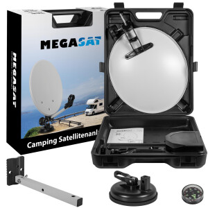 Sat Anlage Megasat für Camping im Koffer + Fuba Single LNB + 3,5m Anschlusskabel