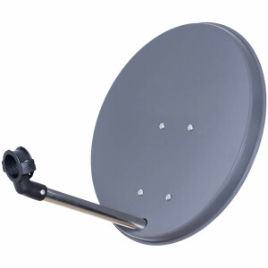 SET Satellitenschüssel 40cm Stahl anthrazit hb-digital + Single LNB schwarz + Anschlusskabel schwarz