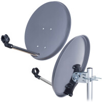 SET Satellitenschüssel 40cm Stahl anthrazit + Single LNB hb-digital UHD 101S + 5m Anschlusskabel schwarz