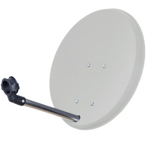 SET Satellitenschüssel 40cm Stahl hellgrau + Single LNB hb-digital UHD 101W weiß + 5m Anschlusskabel weiß