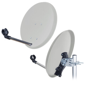 SET Satellite dish 40cm steel light grey + Single LNB Fuba DEK 106 + 3,5m connection cable white