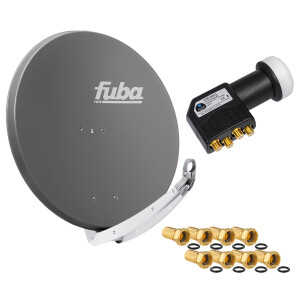 Sat Anlage SET Satellitenschüssel Fuba DAA 850 85cm Aluminium anthrazit mit LNB Quad hb-digital UHD 404 S