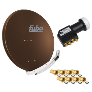 Sat Anlage SET Satellitenschüssel Fuba DAA 850 85cm Aluminium braun mit LNB Quad hb-digital UHD 404 S