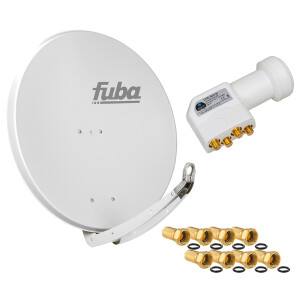 Satellite System SET Satellite dish Fuba DAA 850 85cm Aluminium signal grey with LNB Quad hb-digital UHD 404 W