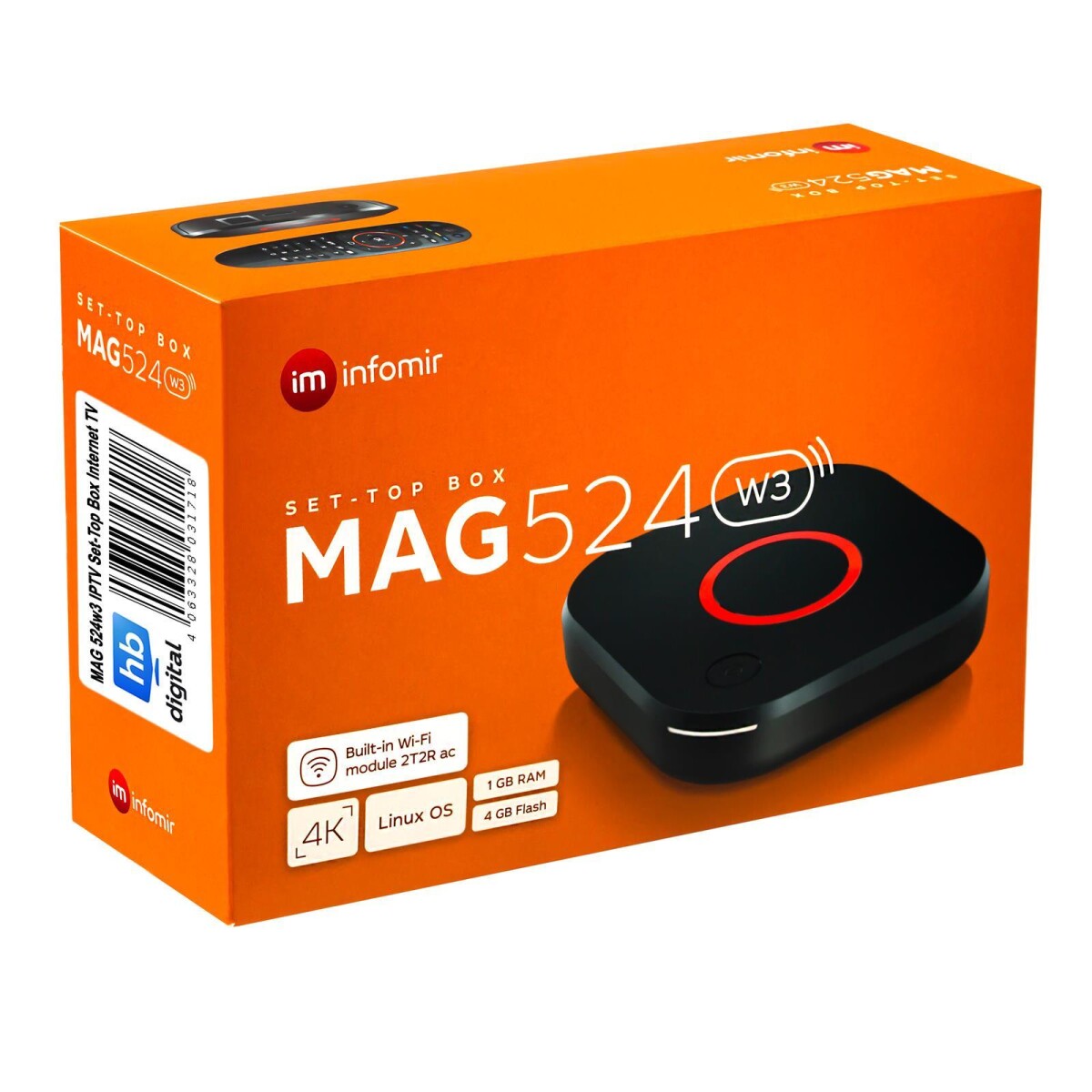 IFlip MAG524w3 IPTV Set-Top Box - 4K HDR Amlogic S905X2 Linux Media Player With Dual-Band WiFi