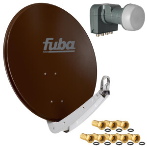 Sat Anlage SET Satellitenschüssel Fuba DAA 650 65cm braun mit LNB Quad Fuba DEK 417
