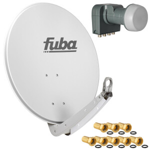 Sat Anlage SET Satellitenschüssel Fuba DAA 650 65cm hellgrau mit LNB Quad Fuba DEK 417