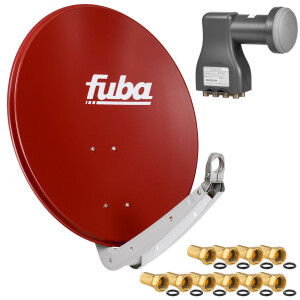 Sat Anlage SET Satellitenschüssel Fuba DAA 650 65cm ziegelrot mit LNB Octo Fuba DEK 817