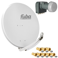 Sat Anlage SET Satellitenschüssel Fuba DAA 850 85cm hellgrau mit LNB Quad Fuba DEK 417